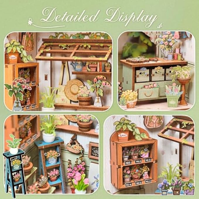 BOOK NOOK KIT - DIY MINIATURE HOUSE DOLLHOUSE FOR ADULTS & TEENS, CHAMPS-LYSES FLORIST 3D WOODEN PUZZLE BOOKSHELF DECOR, GIFT FOR FAMILY & FRIENDS - Image 4